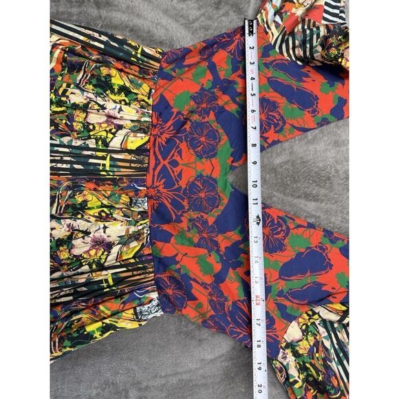 Anthropologie Roopa Pemmaraju Maxi Dress Medium Boho Floral Patchwork V neck - Picture 9 of 13
